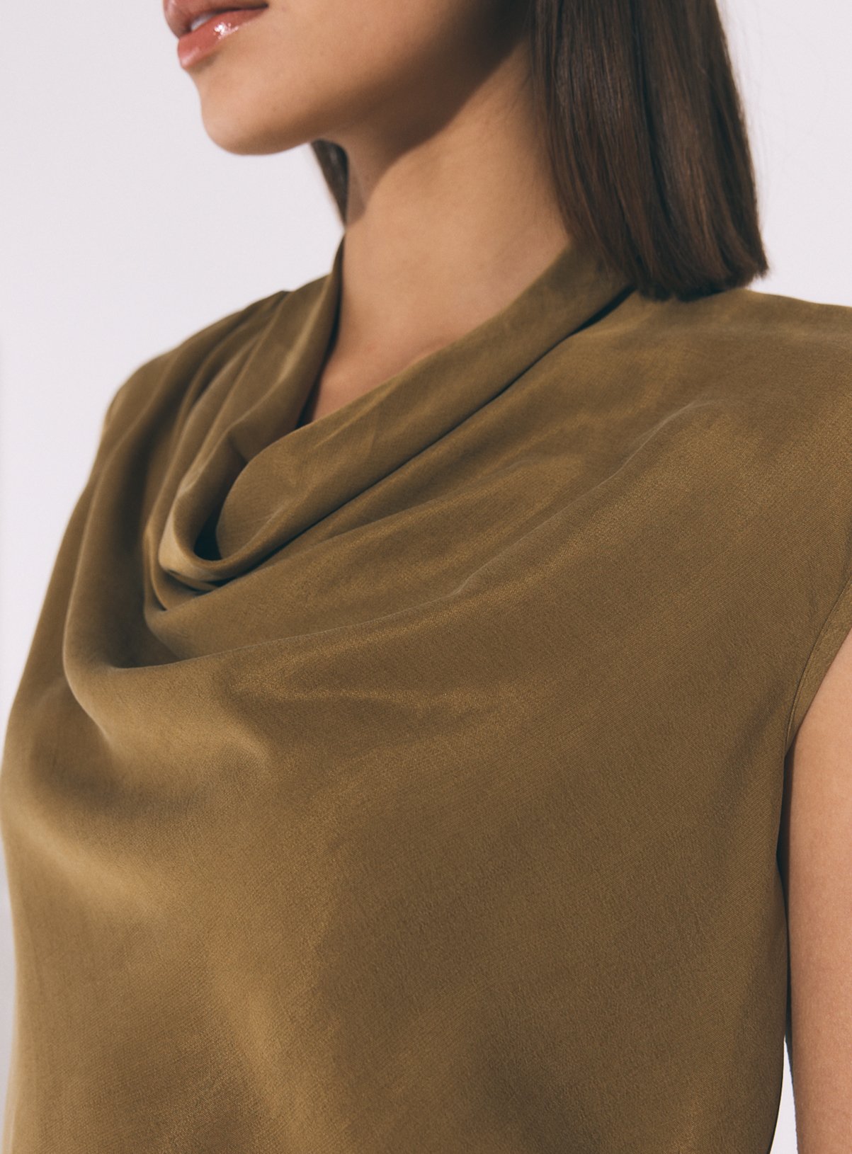 Light Khaki Sandwash Asymmetric Top 16 - Image 3 thumbnail